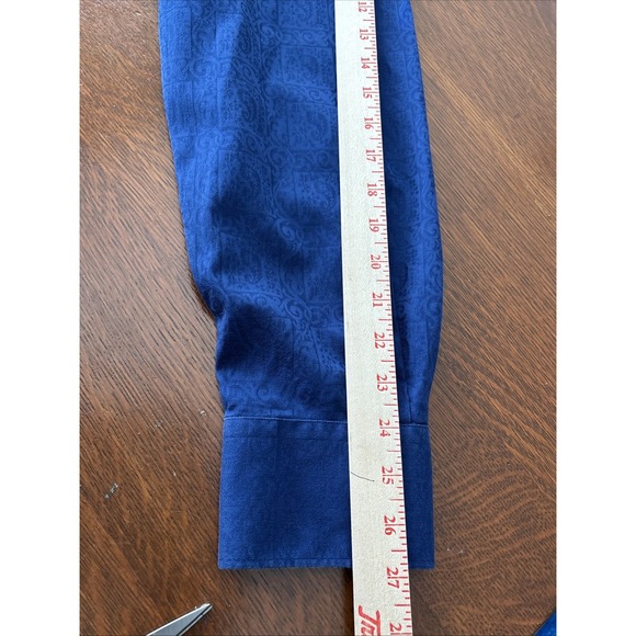 Robert Graham Blue Jacquard Print Button Up Flip Cuff Shirt XL - Picture 12 of 13